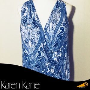EUC KAEN KANE Blue Paisley Sleeveless Top L